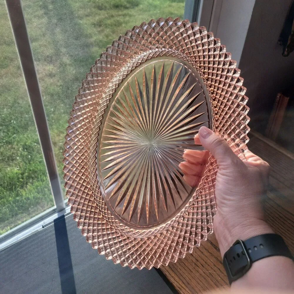 VTG Anchor Hocking Miss America Pink Depression Glass Serving Platter 12